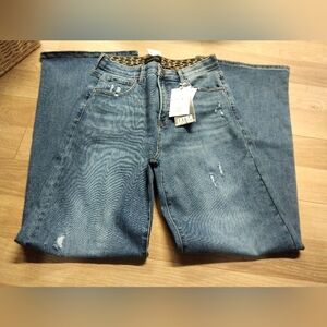 Women’s Boyfriend Jeans - Distressed Medium Blue